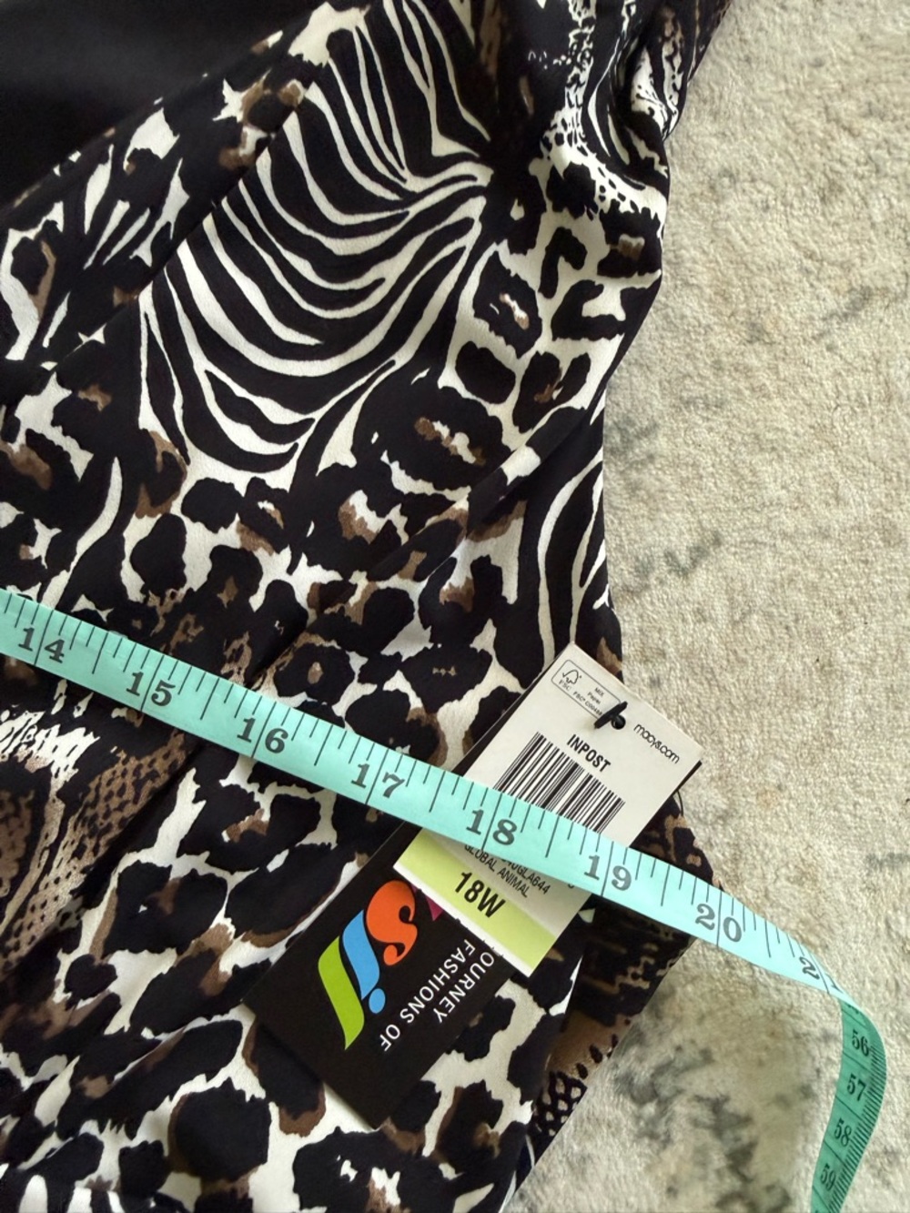 Alfani Sleeveless Mixed Animal Print Faux Wrap Dress, Size 18W - Picture 8 of 9